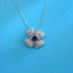 925 Silver Lab-Created Blue Sapphire Necklace - Model ZHFP0008B - Image 3