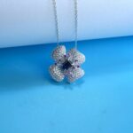 925 Silver Lab-Created Blue Sapphire Necklace - Model ZHFP0008B - Image 4