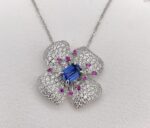 925 Silver Lab-Created Blue Sapphire Necklace - Model ZHFP0008B - Image 6