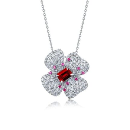 925 Silver Cultured Ruby Necklace ZHFP0008R