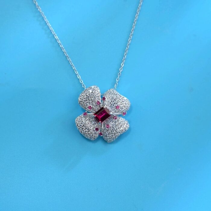 925 Silver Cultured Ruby Necklace ZHFP0008R - Image 2