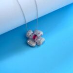 925 Silver Cultured Ruby Necklace ZHFP0008R - Image 3