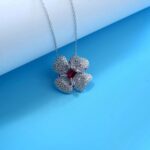 925 Silver Cultured Ruby Necklace ZHFP0008R - Image 4