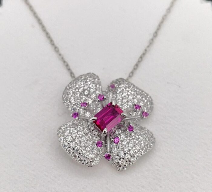 925 Silver Cultured Ruby Necklace ZHFP0008R - Image 6