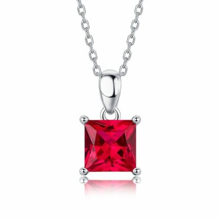 925 Silver Cultured Ruby Necklace ZHFP0101R