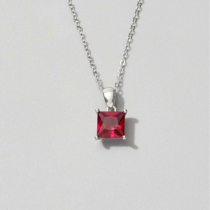 925 Silver Cultured Ruby Necklace ZHFP0101R - Image 2