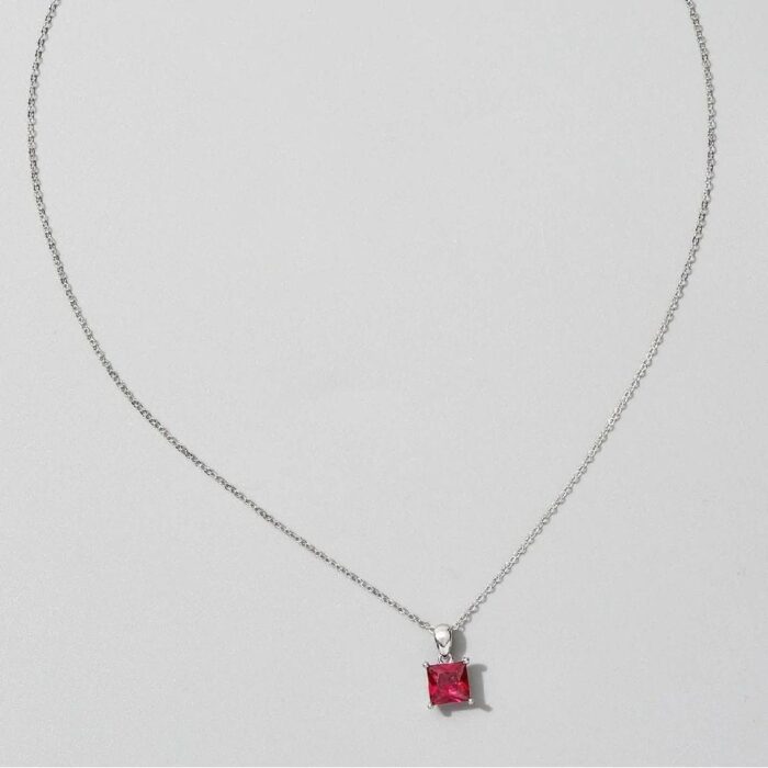 925 Silver Cultured Ruby Necklace ZHFP0101R - Image 4