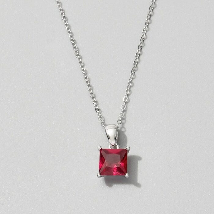 925 Silver Cultured Ruby Necklace ZHFP0101R - Image 3