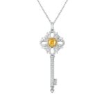 925 Silver Cubic Zirconia Yellow Necklace ZHFP0137Y