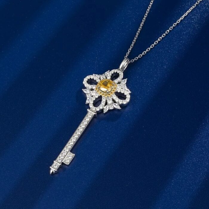 925 Silver Cubic Zirconia Yellow Necklace ZHFP0137Y - Image 2