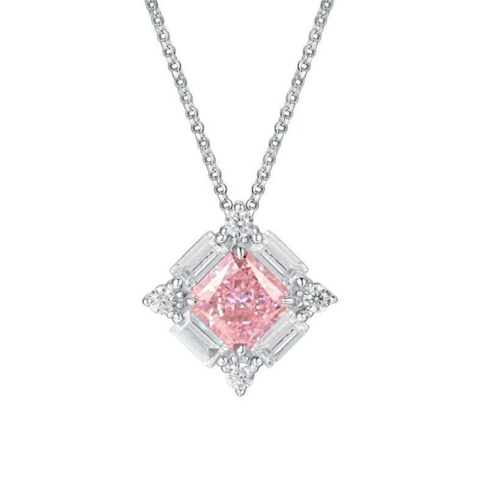 925 Silver Cubic Zirconia Pink Necklace ZHFP0591F - Image 1
