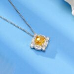 925 Silver Cubic Zirconia Yellow Necklace ZHFP0591Y - Image 3