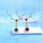 925 Silver Lab-Created Blue Sapphire Necklace - Model ZHF-P0864B - Image 2