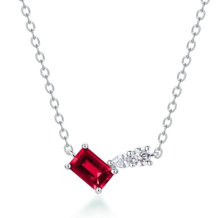 925 Silver Lab-Created Ruby Necklace - Model ZHF-P5508R - Image 1