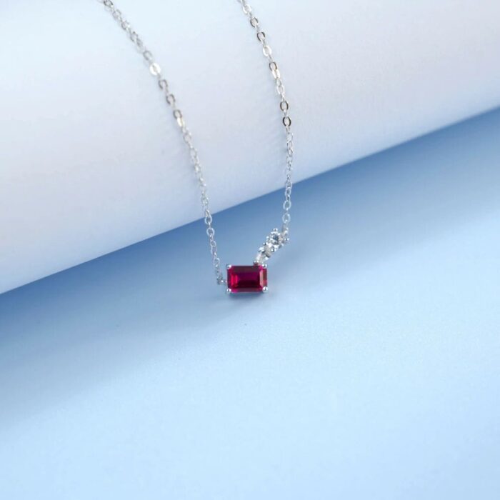 925 Silver Lab-Created Ruby Necklace - Model ZHF-P5508R - Image 3