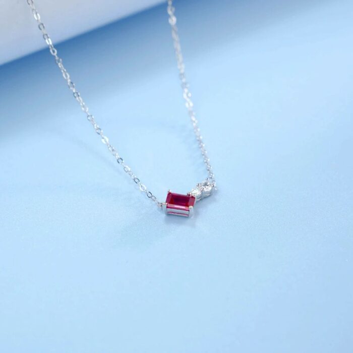 925 Silver Lab-Created Ruby Necklace - Model ZHF-P5508R - Image 5