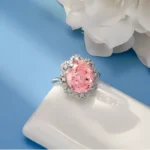 Pink Cubic Zirconia Ring in 925 Silver - Model R0066F - Image 2